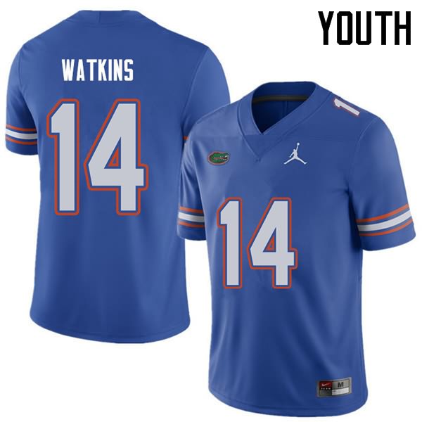NCAA Florida Gators Justin Watkins Youth #14 Jordan Brand Royal Stitched Authentic College Football Jersey PQH7364JB